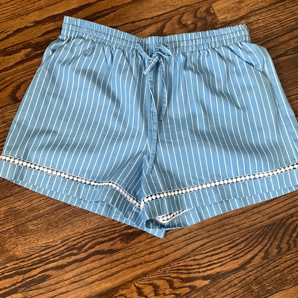 Blue Striped Shorts with Elastic Waist, XL
